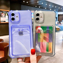 Load image into Gallery viewer, Fashion Sleek Phone Case For Iphone 11 Cases Card Slot Silicon Iphone 13 Pro Max 12 13 Mini Covers Elegant Simple Ultra-thin Back Mobile Phone Case with Card Holder
