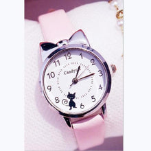 Load image into Gallery viewer, Fashion Student Girl Watch Cute Little Cat Watch Kids Children Quartz Watch Unisex Wrist Watches Stainless Steel Dial Leather Strap Watches Quartz Fashion Simple Cute Watches For Women
