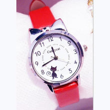 Load image into Gallery viewer, Fashion Student Girl Watch Cute Little Cat Watch Kids Children Quartz Watch Unisex Wrist Watches Stainless Steel Dial Leather Strap Watches Quartz Fashion Simple Cute Watches For Women
