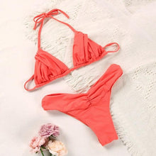 Load image into Gallery viewer, Fashion Swimwear Women Bikini Sets Women Lace Up Two Piece String Bikinis Beach Swimsuit Triangle Bathing Suit Side Tie Swimwear String Swimming Suit For Women Bathing Suit Micro Halter String Triangle Bikini
