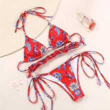 Load image into Gallery viewer, Fashion Swimwear Women Bikini Sets Women Lace Up Two Piece String Bikinis Beach Swimsuit Triangle Bathing Suit Side Tie Swimwear String Swimming Suit For Women Bathing Suit Micro Halter String Triangle Bikini

