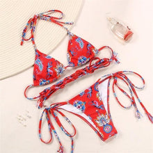 Load image into Gallery viewer, Fashion Swimwear Women Bikini Sets Women Lace Up Two Piece String Bikinis Beach Swimsuit Triangle Bathing Suit Side Tie Swimwear String Swimming Suit For Women Bathing Suit Micro Halter String Triangle Bikini

