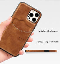 Load image into Gallery viewer, Fashion Wallet Card Holder Back Cover For iPhone 13 Pro Max 12 Mini 11 Xr X Xs 14 Pro Max Luxury PU Leather Case Genuine Leather iPhone Cover For Men Stylish Slim Design
