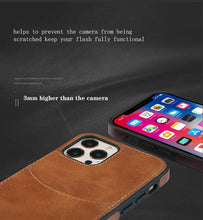 Load image into Gallery viewer, Fashion Wallet Card Holder Back Cover For iPhone 13 Pro Max 12 Mini 11 Xr X Xs 14 Pro Max Luxury PU Leather Case Genuine Leather iPhone Cover For Men Stylish Slim Design
