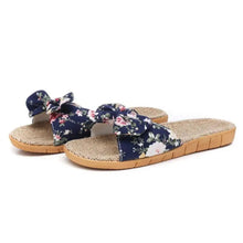 Load image into Gallery viewer, Fashion Woman Beach Floral Pattern Butterfly Knot Slippers Unique Flat Flip Flops Design For Women Outdoor Home Slippers
