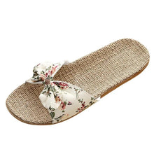Load image into Gallery viewer, Fashion Woman Beach Floral Pattern Butterfly Knot Slippers Unique Flat Flip Flops Design For Women Outdoor Home Slippers
