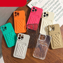Load image into Gallery viewer, Fashion Women Luxury Pattern Wallet Case For iPhone 14 11 12 13 Pro Max Soft Silicone Card Holder Cover Silicone Case With Card Holder Compatible with iPhone

