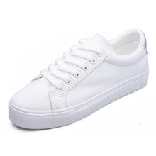 Load image into Gallery viewer, Fashion  Women's Vulcanize White Shoes Spring New Casual Classic Leather Women Casual White Sneakers Casual Sports Flat Low Top Sneaker Lace-up Classic Shoes

