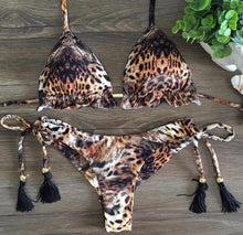Load image into Gallery viewer, Fashionable Bikini Swimwear Women Swimsuit Female Bikini Set Knot Push Up Bathing Suit Comfortable Summer Women's Ribbed Tie Bikini Lace Up Bottom String Swimsuit Swim Wear
