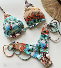 Load image into Gallery viewer, Fashionable Bikini Swimwear Women Swimsuit Female Bikini Set Knot Push Up Bathing Suit Comfortable Summer Women's Ribbed Tie Bikini Lace Up Bottom String Swimsuit Swim Wear

