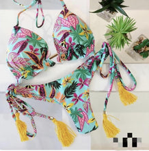 Load image into Gallery viewer, Fashionable Bikini Swimwear Women Swimsuit Female Bikini Set Knot Push Up Bathing Suit Comfortable Summer Women's Ribbed Tie Bikini Lace Up Bottom String Swimsuit Swim Wear
