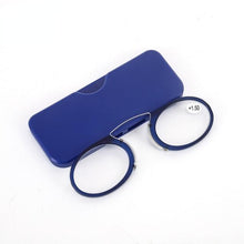 Load image into Gallery viewer, Fashionable Design Stick On Phone Mini Clip Nose Bridge Reading Glasses With Mini Folding Case Reading Men Ultralight Glasses Lightweight Frames Eyewear
