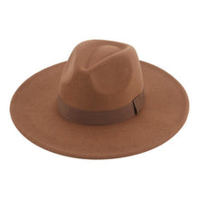 Load image into Gallery viewer, Fashionable Fedora Hats Women Wide Brim Dress Caps  Women's Fedora Hats Elegant Wide Brim Fedora Hat  Wedding Men Hat Warm Retro Style Belt 56-58cm

