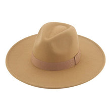 Load image into Gallery viewer, Fashionable Fedora Hats Women Wide Brim Dress Caps  Women's Fedora Hats Elegant Wide Brim Fedora Hat  Wedding Men Hat Warm Retro Style Belt 56-58cm
