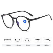 Load image into Gallery viewer, Fashionable Women And Men Round Reading Glasses Fashion Ultra Light Anti Blue Light Eyeglasses Unisex Stylish Eyeglasses Glasses Clear Lens Diopters +1+1.5+2+2.5+3+3.5+4
