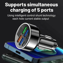 Load image into Gallery viewer, Fast Charging 6 Ports Car Charger Adapter with 4 USB + 2 Type-C 40W QC3.0
