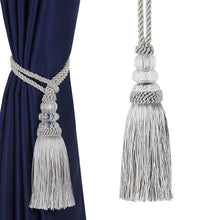 Load image into Gallery viewer, Faux Crystal Beaded Tassels Fringe Curtain Tieback Rope Window Decoration Door Hanging Ball Tassel Accessories Wonderful Curtain Holdbacks Curtains Tiebacks Home Decorative Braided Buckle Fastener Accessories Window Drapery Ball Tassels Tiebacks 50CM

