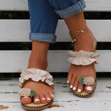 Load image into Gallery viewer, Faux Pearl &amp; Pineapple Decor Toe Post Thong Sandals
