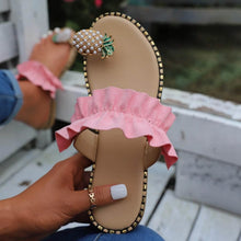 Load image into Gallery viewer, Faux Pearl &amp; Pineapple Decor Toe Post Thong Sandals
