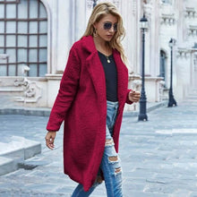 Load image into Gallery viewer, Faux Shearling Open-Front Longline Teddy Coat

