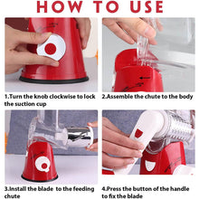 Load image into Gallery viewer, FAVIA Rotary Cheese Grater with Handle - Food Shredder with 3 Stainless Steel Drum Blades
