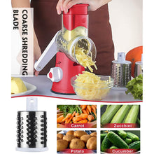 Load image into Gallery viewer, FAVIA Rotary Cheese Grater with Handle - Food Shredder with 3 Stainless Steel Drum Blades
