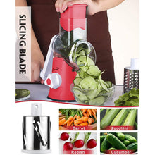 Load image into Gallery viewer, FAVIA Rotary Cheese Grater with Handle - Food Shredder with 3 Stainless Steel Drum Blades

