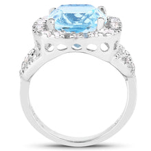 Load image into Gallery viewer, 5.17 Carat Genuine Blue Topaz and White Topaz .925 Sterling Silver Ring
