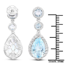 Load image into Gallery viewer, 9.46 Carat Genuine Blue Topaz and White Topaz .925 Sterling Silver Earrings
