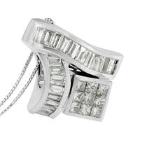 Load image into Gallery viewer, 14K White Gold 1 7/8 cttw Princess and Baguette Cut Mixed Geometry Diamond Pendant Necklace (G-H, SI1-SI2)
