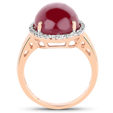 Load image into Gallery viewer, 14K Rose Gold Plated 16.69 Carat Genuine Glass Filled Ruby and White Topaz .925 Sterling Silver Ring
