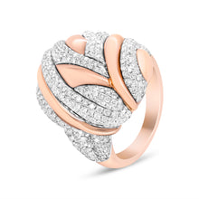 Load image into Gallery viewer, 18K Rose and White Gold 1 7/8 Cttw Diamond and Gold Textured Dome Cocktail Ring (F-G Color, VS1-VS2 Clarity) - Size 6.5
