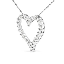 Load image into Gallery viewer, .925 Sterling Silver 2.0 Cttw Diamond Open Heart 18" Pendant Necklace (I-J Color, I2-I3 Clarity)

