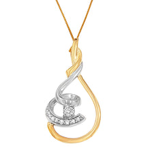 Load image into Gallery viewer, Espira 10K Two-Tone Yellow &amp; White 1/6 Cttw Brilliant-Cut Diamond Layered Spiral 18" Pendant Necklace (H-I Color, I2-I3 Clarity)
