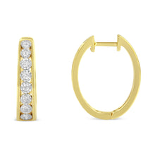 Load image into Gallery viewer, 10KT Yellow and White Gold Diamond Hoop Earring (1/2 cttw, J-K Color, I2-I3 Clarity)
