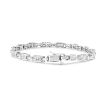 Load image into Gallery viewer, 14K White Gold 2.0 Cttw Princess Cut Invisible Set Diamond Rectangular Link Bracelet (I-J Color, I1-I2 Clarity) - 7.25"
