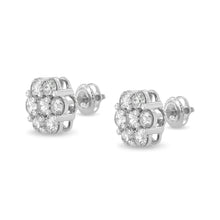 Load image into Gallery viewer, 14K White Gold 3 cttw Prong Set Round-Cut Diamond Floral Cluster Stud Earring (I-J Color, SI1-SI2 Clarity)
