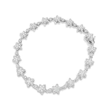 Load image into Gallery viewer, 14K White Gold 1 1/5 Cttw Round Diamond Flower Blossom Link Bracelet (H-I Color, SI1-SI2 Clarity) - Size 7"
