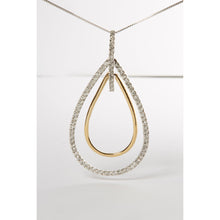 Load image into Gallery viewer, 14K Two-Tone Gold Round Cut Diamond Double Burst Pendant Necklace (1.00 cttw, H-I Color, SI2-I1 Clarity)
