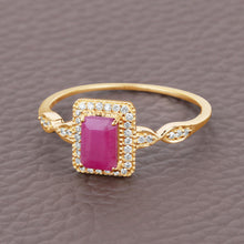 Load image into Gallery viewer, 0.75 Carat Genuine Ruby and White Diamond 14K Yellow Gold Ring
