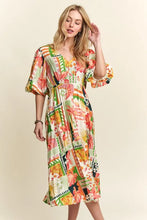 Load image into Gallery viewer, New Summer Floral V-Neck Puff Sleeve Midi Dress For Women – Feminine, Charming, Elegant, Eye-Catching, Perfect for Any Occasion

