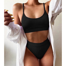 Load image into Gallery viewer, Female High Waist Swimsuit Bikini Sports Swimsuits For Women Two Piece Crop Top Bikini Set High Waist High Cut Bathing Suits Women Swimwear Two-piece Bikini Set Bathing Suit Swimwear
