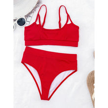 Load image into Gallery viewer, Female Push Up Swimsuit Modern Swimwear For Women Bikinis High Waist Bikini Set Solid Bikini 2 Piece Swimsuit Bathing Suits Women Bathing Suit High Waist Bikini Set Sport Wear Swimming Suit Bikini
