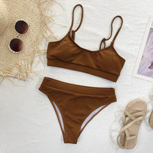 Load image into Gallery viewer, Female Push Up Swimsuit Modern Swimwear For Women Bikinis High Waist Bikini Set Solid Bikini 2 Piece Swimsuit Bathing Suits Women Bathing Suit High Waist Bikini Set Sport Wear Swimming Suit Bikini
