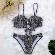 Load image into Gallery viewer, Female Two Piece Swimsuit Low Waist Bikini Floral Printing Swimwear Push Up Bathing Suit  Detachable Padded Push Up Striped Bikini Set Two Piece Swimsuit Ladies Vintage Lace Bikini Sets Beach Swimwear
