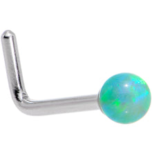 Load image into Gallery viewer, Green 2.5mm Synthetic Opal Ball L-Shape Nose Ring

