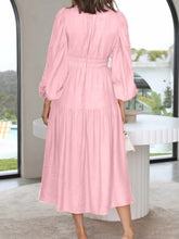 Load image into Gallery viewer, Lightweight Deep V-Neck Balloon Sleeve Maxi Dress Elegant &amp; Flowing Silhouette Unique Dress
