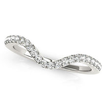 Load image into Gallery viewer, 14k White Gold Wavy Design Round Diamond Wedding Ring (1/6 cttw)
