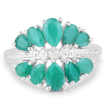 Load image into Gallery viewer, 2.21 Carat Genuine Emerald and White Diamond .925 Sterling Silver Ring
