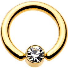 Load image into Gallery viewer, 10G 1/2 Clear Gem 5mm Disc Gold IP BCR Captive Ring
